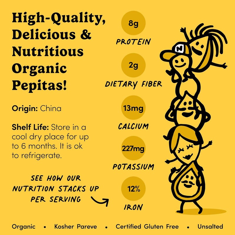 Nuts.com – Organic Pumpkin Seeds – 2 Lb Bag, No Shell Pumpkin Seeds Organic, Healthy Snack for Adults & Kids, Rich in Protein, Fiber, Calcium & Potassium – Keto Friendly, Vegan, Gluten-Free & Kosher Pareve - Image 4
